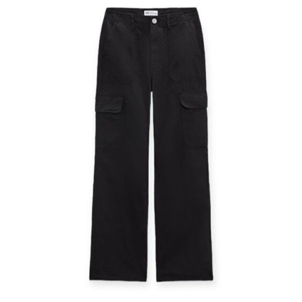 Zara Women’s High Rise Canvas Cargo Pants Straight Leg US 6 EU 38, 6929/465
